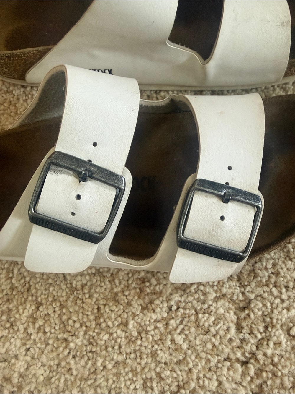 White Birkenstock Double-Buckle Slide Sandals size 40/9-9.5 - Picture 2 of 5